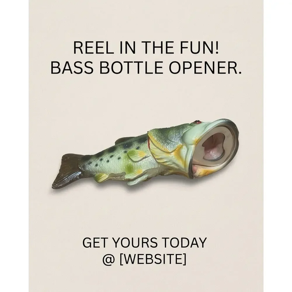 Adventure Out There Novelty Wide Mouth Bass Fish Bottle Opener Hard Plastic 5.5